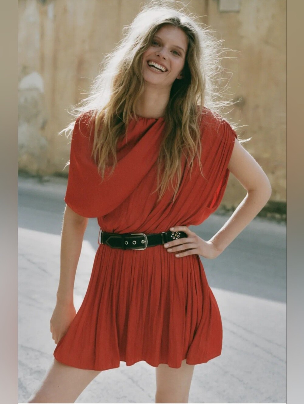 ZARA RED ASYMMETRIC BELTED SHORT DRESS ❤️❤️❤️